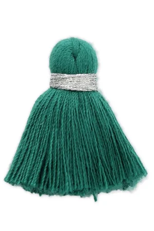 Pompon imitation coton 35 mm Emeraude / argenté x1 Spedizione Espresso