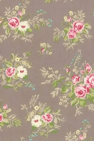 Scelto Dai Clienti Tessuto Tortora con Peonie Rosse e Bianche - Windermere Prints, Moda Fabrics