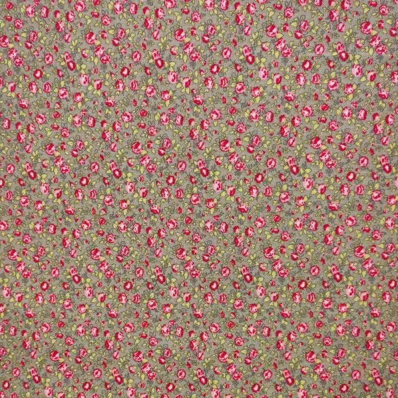 Tessuto Tortora con Rose Rosse - Windermere Prints, Moda Fabrics Nuovo Arrivo