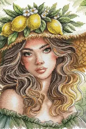 kit ricamo a punto croce - La ragazza dei limoni - Ava Spedito Oggi