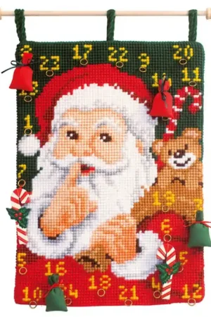 Consegna Rapida Kit punto croce Calendario dell'Avvento - Babbo Natale Shh... - Vervaco
