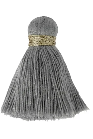 Pompon imitation coton 35 mm Gris / Doré x1 Reso Gratuito