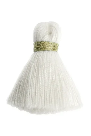 Esclusivo Pompon imitation coton 35 mm Blanc / Doré x1