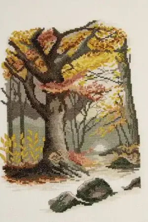 kit ricamo a punto croce - Paesaggio autunnale - DMC Offerta