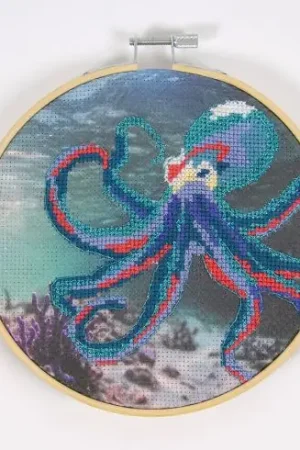 Compra Online Kit per ricamo a punto croce con tamburo - Polipo - DMC