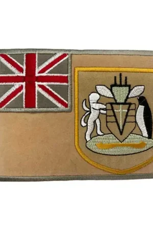 Di Tendenza Applicazione Beige Termoadesiva Ricamo Pinguino Stemma Bandiera Inglese 8x10 Cm