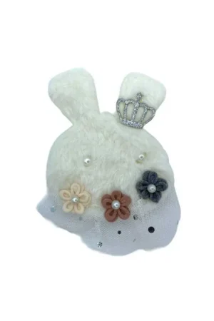 Compra Oggi Stesso Applicazione Coniglio Corona Argento Glitter Moda Cucibile Pelliccia Panna Perla Borchiata Alto 12x9 Cm