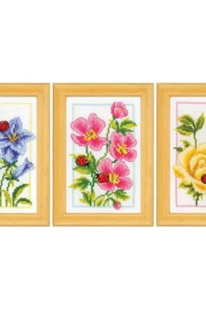 Kit bigliettini da ricamare - Fiori e coccinelle - Vervaco Spedizione Espresso