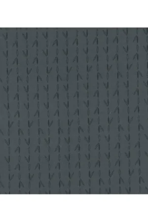 Centenary 28th di Yoko Saito, Tessuto giapponese grigio scuro con foglie stilizzate Solo Oggi