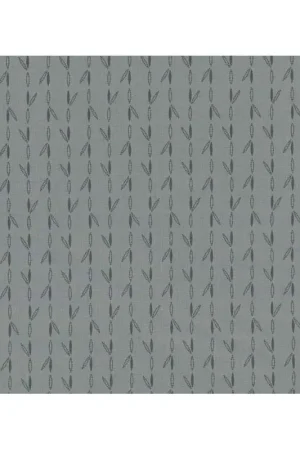 Centenary 28th di Yoko Saito, Tessuto giapponese grigio chiaro con foglie stilizzate Ultima Occasione