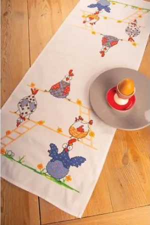 Promozione Kit runner da ricamare - Polli pazzi - Vervaco