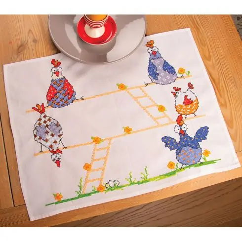 Kit set da tavolo da ricamare - Polli pazzi - Vervaco Prezzo Basso