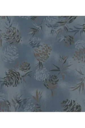 Centenary 28th di Yoko Saito, Tessuto giapponese blu con pigne A Buon Prezzo