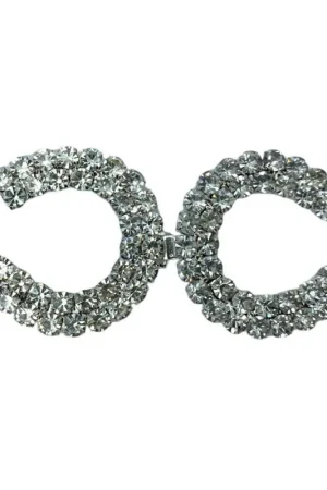 Affare Gancio Alamaro Gioiello Metallo Strass Argento 8,5x4 Cm
