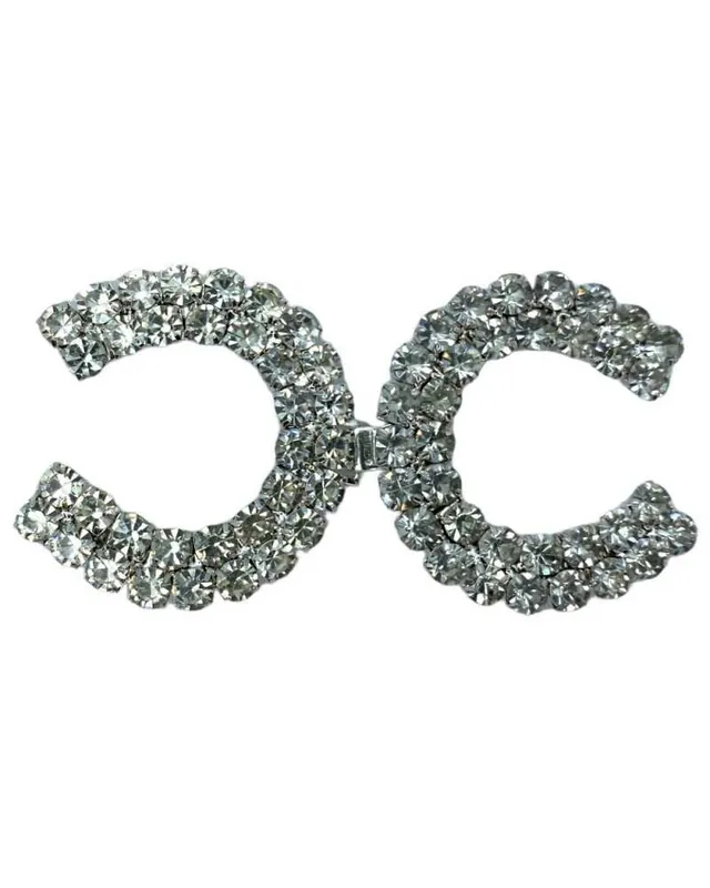 Affare Gancio Alamaro Gioiello Metallo Strass Argento 8,5x4 Cm