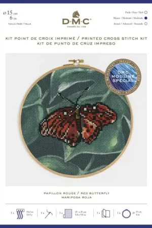 Prezzo Di Fabbrica Kit di Punto Croce - Farfalla Rossa - DMC