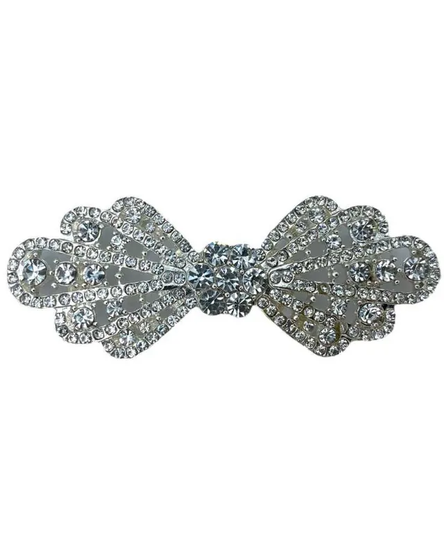 Gancio Alamaro Gioiello Metallo Argento Strass 6,5x2,5 Cm Di Tendenza
