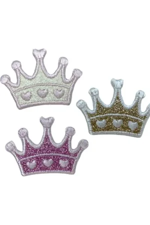 Applicazione Toppa Patch Termoadesiva Baby Ricamo Cuore Corona Glitter 4,5x3 Cm Compra Adesso