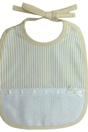 Reso Gratuito Bavaglino Ecrù Bavetta Milleriche Rigato Puro Cotone Bio Bordo Tela Aida Ricamo Punto Croce Cm 20x24