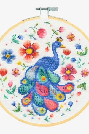Kit di Punto Croce - Pavone tra i Fiori - DMC Occasione Imperdibile