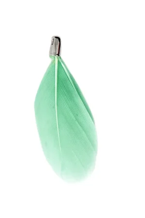 Plume avec embout 33 mm Menthe pour la création de bijoux fantaisie x1 Compra Oggi Stesso