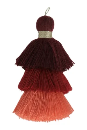 Grand pompon triple imitation coton 7 cm Multi Rouge x1 Solo Oggi