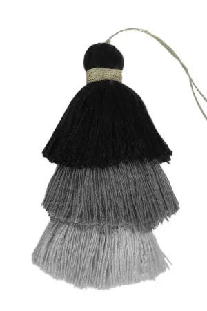 Più Venduto Grand pompon triple imitation coton 7 cm Multi Gris x1