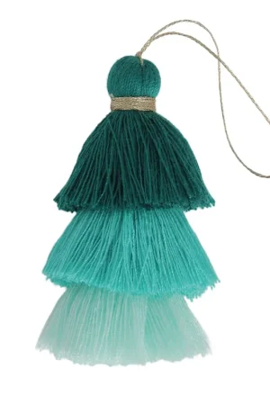 Occasione Grand pompon triple imitation coton 7 cm Multi Turquoise x1