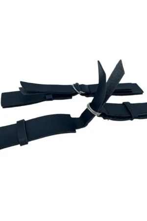 Alamaro Fisso Sganciabile Cucibile Finta Pelle Nero Metallo Argento Chiusura Anello 16x2,5 Cm Non Perdere