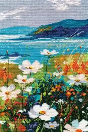 kit ricamo a punto croce - Scogliera e fiori - Oven Non Perdere