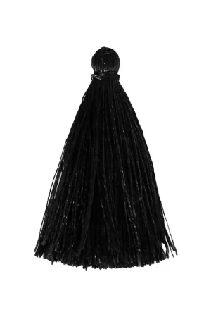 Solo Oggi Pompon en fil imitation soie 40 mm Noir