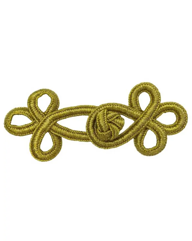 Compra Oggi Stesso Alamaro Chiusura Filo Lurex Oro Ricamato Soutage Sovrapposto 12x5 Cm