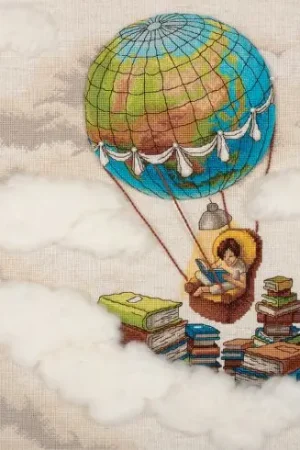 Offerta Del Giorno kit ricamo a punto croce - Viaggiare con i libri - Panna