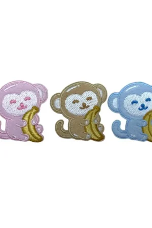 Applicazione Termoadesiva Patch Marbet Ricamo Banana Baby Velluto Scimmietta Alta 5 Cm Offerta Lampo
