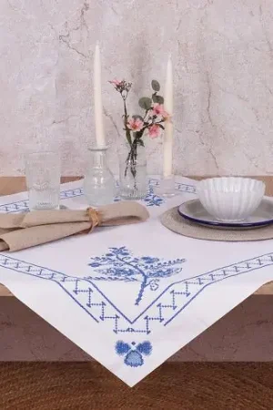 Promozione Kit tovaglia da ricamo - Blu floreale - Trimits