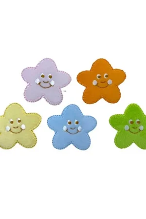 Applicazione Termoadesiva Patch Velluto Ricamo Stella Faccina Sorriso Alto 5 Cm Pagamento Sicuro