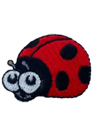 Applicazione Coccinella Ricamo Rosso Nero Termoadesiva Patch 3x2 Cm Subito Disponibile
