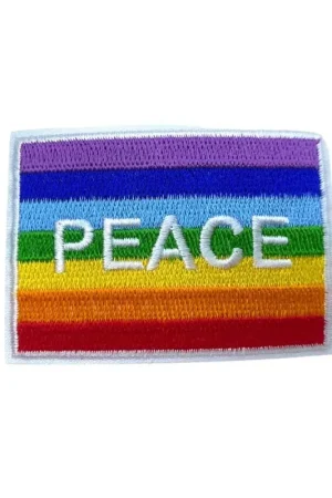 Applicazione Termoadesiva Ricamo Bandiera Pace Patch PEACE 6x4 Cm Novità