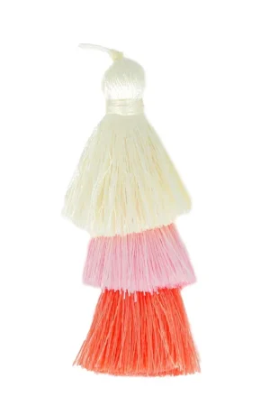 Quantità Limitata Grand pompon triple en fil imitation soie 7 cm Multi Pastel x1