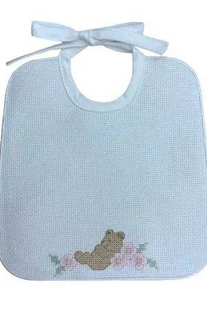 Compra Oggi Stesso Bavaglino Ricamare Tela Aida Bavetta Foderata Cotone Bio Ricamo Orsetto Cm 20