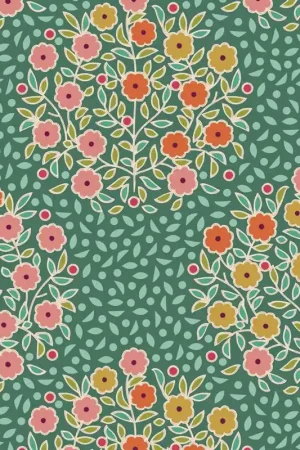 Quantità Limitata Tilda Pie in the Sky Confetti Pine- Tessuto Verde con motivo Floreale a Bouquet