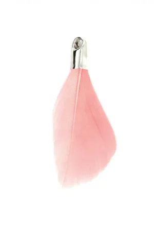 Plume avec embout 33 mm Rose pour la création de bijoux fantaisie x1 Popolare