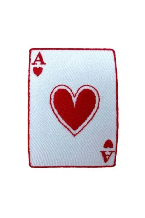 Applicazione Termoadesiva Patch Bianco Ricamo Carte Gioco Poker 5x7 Cm Scelto Dai Clienti