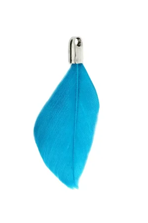 Plume avec embout 33 mm Turquoise pour la création de bijoux fantaisie x1 A Buon Prezzo