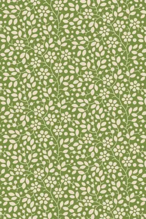 Offerta Lampo Tilda Pie in the Sky Cloudpie Green- Tessuto Verde con Piccoli Fiorellini Panna