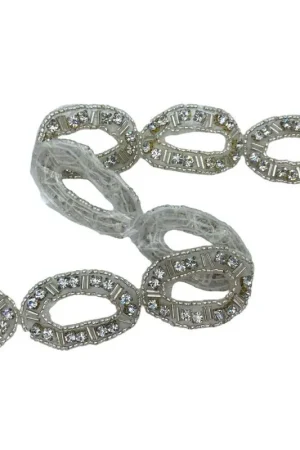 9 Cm 2 Pezzi Applicazione Patch Argento Termoadesiva Pietre Strass Incastonate Filo Perline Alto 2,5 Cm Pagamento Sicuro