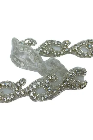 8 Cm Applicazione Patch Argento Termoadesiva Pietre Strass Incastonate Filo Perline Alto 2 Cm Promozione