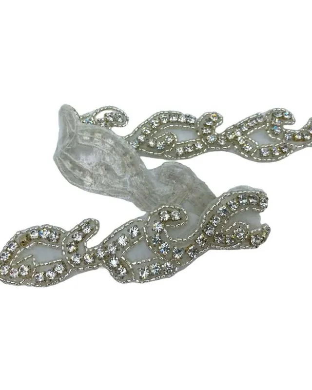 8 Cm Applicazione Patch Argento Termoadesiva Pietre Strass Incastonate Filo Perline Alto 2 Cm Promozione