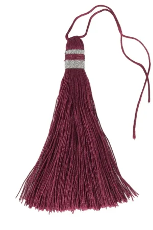 Ultime Pezzi Grand Pompon textile 90 mm pour déco ou bijoux Bordeaux/Argenté