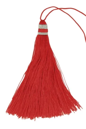 Grand Pompon textile 90 mm pour déco ou bijoux Rouge/Argenté A Buon Prezzo